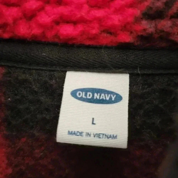 Old Navy Women's 1/4 Zip Pull Over Buffalo Plaid Sherpa Red & Black Size Large - Picture 4 of 4